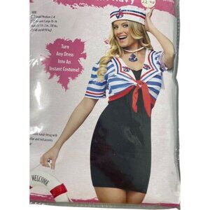 Instant Sexy Sailor Navy Costume Size Medium Large Blue White Red Nautical NEW